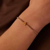 Stainless steel goldplated fantasiearmband met letterhanger A met zirkonia voor dames
