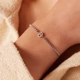 Stainless steel tennis armband wit cz letter - B