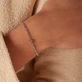 Tennisarmband aus Edelstahl, mit weißem kubischem Zirkonia, Buchstabe: F
