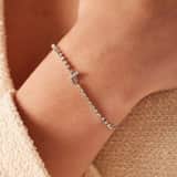 Stainless steel tennis armband wit cz letter - L