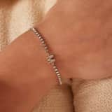 Stainless steel tennis armband wit cz letter - M