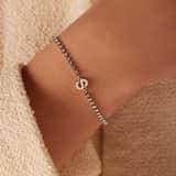 Tennisarmband aus Edelstahl, mit weißem kubischem Zirkonia, Buchstabe: S