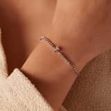 Tennisarmband aus Edelstahl, mit weißem kubischem Zirkonia, Buchstabe: T