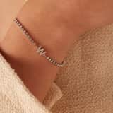 Tennisarmband aus Edelstahl, mit weißem kubischem Zirkonia, Buchstabe: W