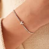 Tennisarmband aus Edelstahl, mit weißem kubischem Zirkonia, Buchstabe: Y