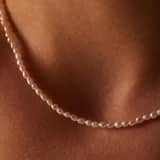 Silberne Perlenkette mit Perle für Damen