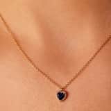 Halskette, 925 Silber, vergoldet, mit Herzanhänger, Zirkonia, blau