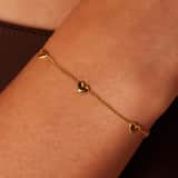 Stainless steel goldplated fantasiearmband met 6hart voor dames