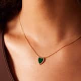 Zilveren goldplated ketting met hanger hart met malachiet voor dames