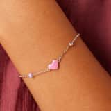 Zilveren armband met roze hartje