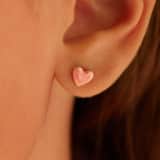Zilveren goldplated oorknoppen met roze hartje