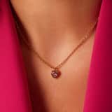 Stainless steel goldplated ketting vintage roze hart voor dames