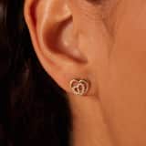 Zilveren goldplated oorknoppen hart met zirkonia voor dames