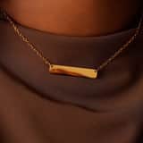 Stainless steel goldplated ketting met hanger graveerplaat voor dames