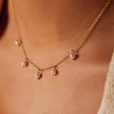 Stainless steel goldplated ketting met hanger met parel voor dames