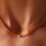 Stainless steel goldplated ketting met hanger met zirkonia voor dames