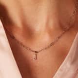 Halskette aus Edelstahl, Closed-Forever-Glied, mit Buchstabe „J“