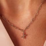 Halskette aus Edelstahl, Closed-Forever-Glied, mit Buchstabe „X“
