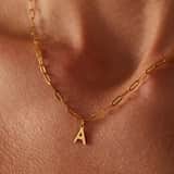 Stainless steel goldplated ketting closed forever letter A