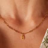 Halskette aus Edelstahl, vergoldet, Closed-Forever-Glied, Buchstabe „B“