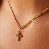 Stainless steel goldplated ketting met hanger kruis voor dames