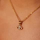 Stainless steel goldplated ketting met hanger met zirkonia voor dames