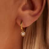 Myla stainless steel goldplated oorringhangers hart met zirkonia voor dames