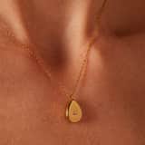 Stainless steel goldplated ketting met hanger druppel met zirkonia voor dames