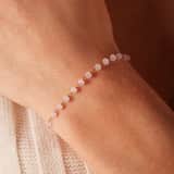 Stainless steel goldplated fantasiearmband met rozenkwarts voor dames