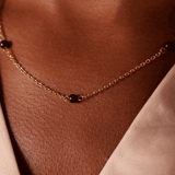 Stainless steel goldplated ketting met hanger zwart agaat voor dames