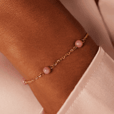 Stainless steel goldplated fantasiearmband rhodoniet voor dames