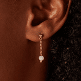 Stainless steel goldplated oorknoppen met witte agaat voor dames