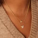 Zilveren goldplated ketting met hanger vlinder met zirkonia voor dames