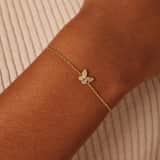 Armband aus 925er Silber, vergoldet, Schmetterling, Zirkonia