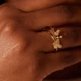 Zilveren goldplated ringen set vlinder zirkonia