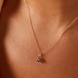 Collier, 585 Gold, Blume, Diamant (0,025 ct)