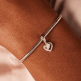 Anhänger aus 925er Silber, Herz mit Zirkoniasteinen