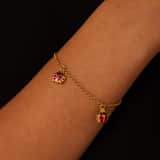 Zilveren goldplated kinderarmband kever