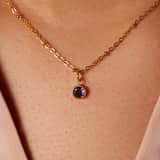 Stainless steel goldplated ketting met hanger geboortesteen Februari voor dames