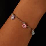 Armband für Kinder aus 925er Silber, Charm-Anhänger, Blume, Emaille
