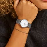 CLUSE - Minuit horloge zilverkleur stainless steel mesh band
