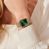 CLUSE – Armbanduhr La Tétragone, Mesh-Armband, Gold und Grün