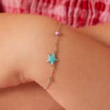 Zilveren armband ster emaille blauw