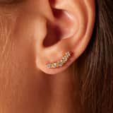 Stainless steel goldplated oorknoppen met zirkonia voor dames