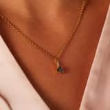 Stainless steel goldplated ketting met hanger met zirkonia voor dames
