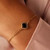 Stainless steel goldplated fantasiearmband met zirkonia voor dames