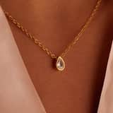 Stainless steel goldplated ketting met hanger met zirkonia voor dames