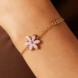 Guess Armband aus Edelstahl, vergoldet, Rosa, WHITE LOTUS