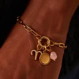 Stainless steel goldplated sterrenbeeldhanger Ram met zirkonia voor dames