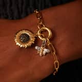 Charm aus Edelstahl, vergoldet, Sonnenblume